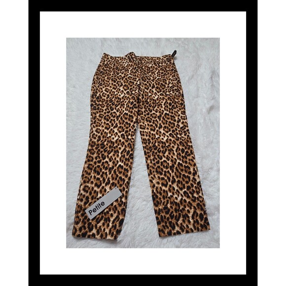 Talbots Leopard Animal Slim Leg Chatham Ankle Length Pants Size 10 Petite 32x25 - Picture 1 of 10